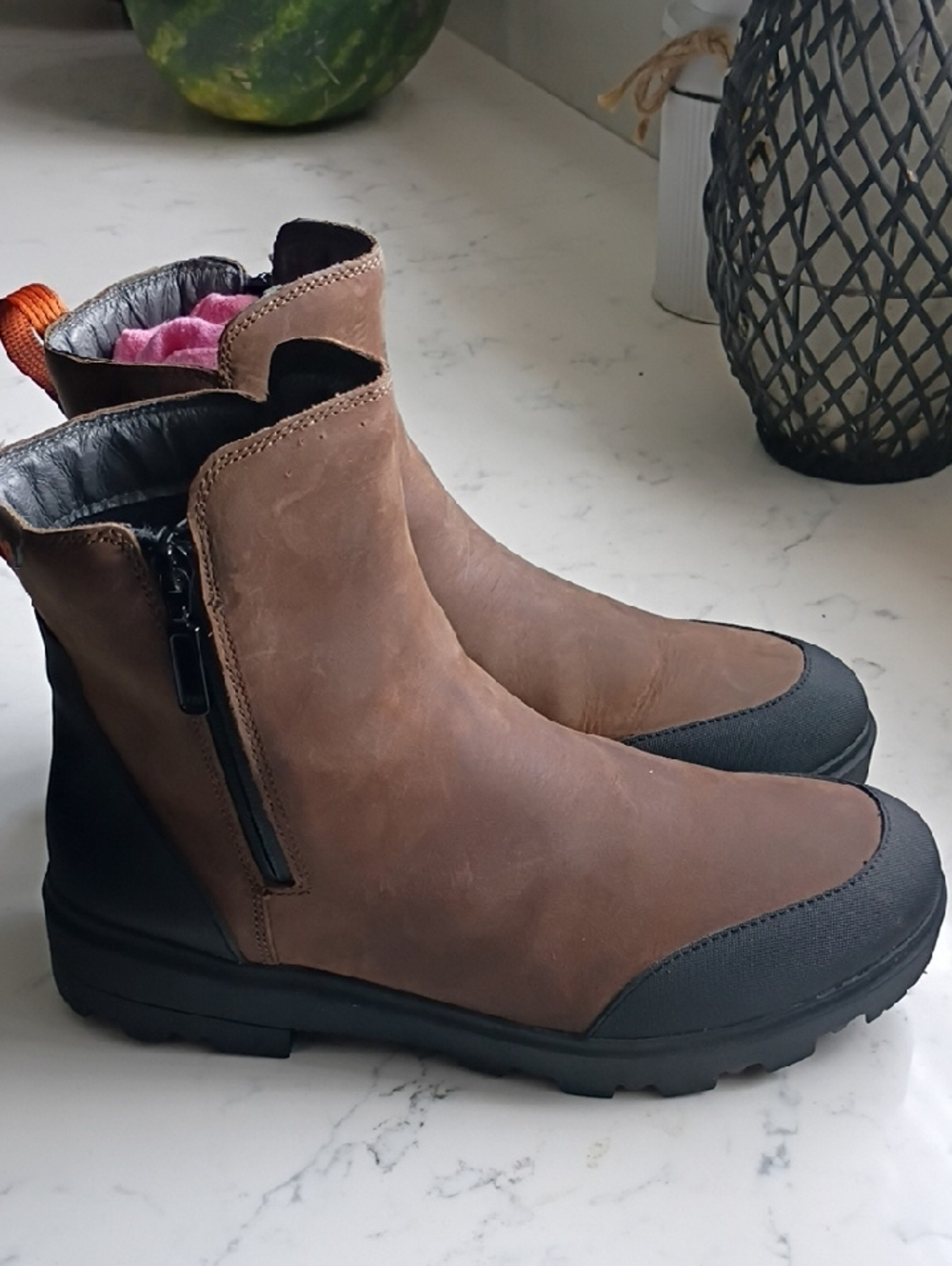 Bogs Brown and Black Women Waterproof Leather Boots